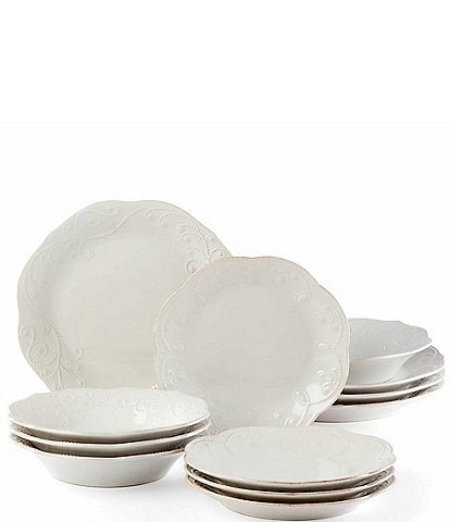 Lenox French Perle 12-Piece Plate & Bowl Dinnerware Set