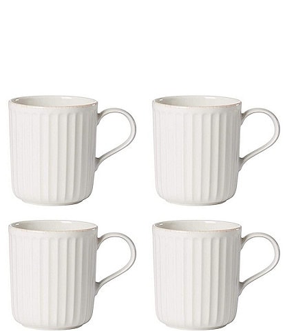 Lenox French Perle Scallop Mugs, Set of 4