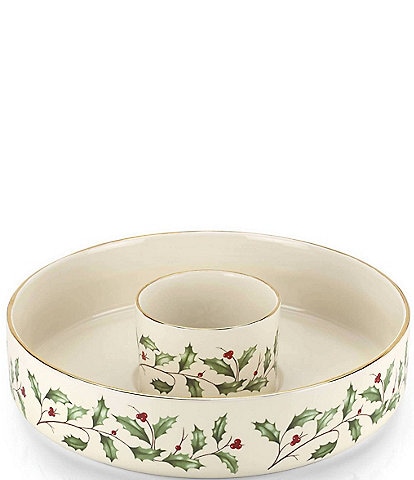 Lenox Holiday Festive Holly And Berry Chip N Dip Set