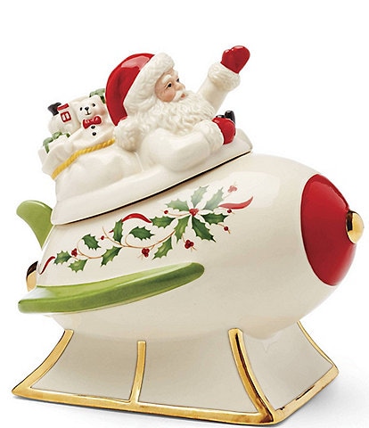 Lenox Holiday Figural Santa Rocket Covered Candy Dish