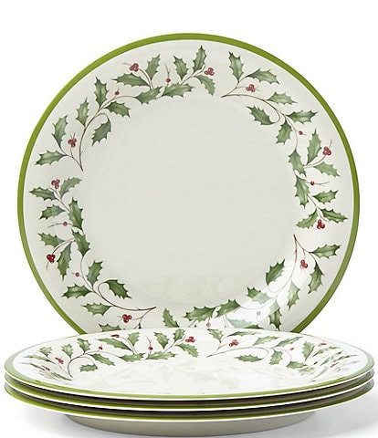 Lenox Holiday Holly Melamine Set of 4 Dinner Plates