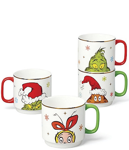 Lenox Merry Grinchmas Collection Assorted Novelty Stackable Mugs, Set of 4