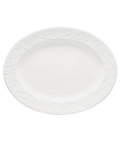 Lenox Opal Innocence Carved Scroll Porcelain Oval Platter