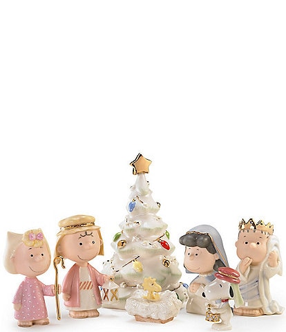 Lenox Peanuts Collectibles Charlie Brown 7-Piece Christmas Pageant Figurine Set