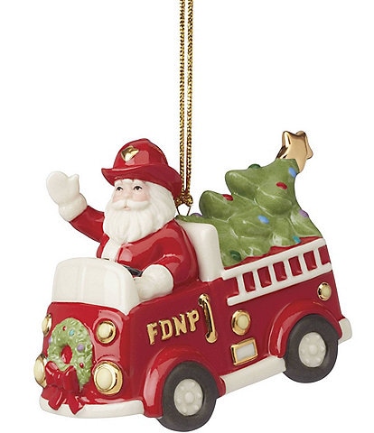 Lenox Santa In Fire Truck Ornament