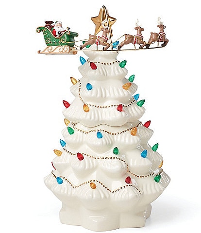 Lenox Treasured Traditions Tree with Flying Santa Figurine