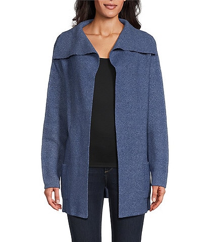 Leo & Nicole Shawl Collar Open-Front Cardigan