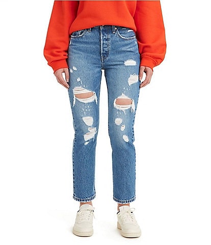 Levi's® 501 High Rise Distressed Cropped Straight Skinny Jeans