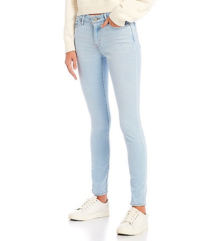 Levi's® 711 Destructed Mid Rise Frayed Hem Skinny Jeans