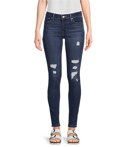 Levi's® 711 Mid Rise 30' Inseam Destructed Skinny Jeans