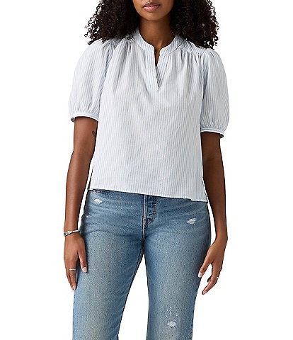 Levi's® Amelie Stripe Print Poplin Short Sleeves Blouse