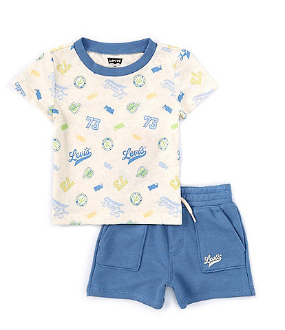 Levi's® Baby Boys 12-24 Months Short Sleeve Badges Jersey T-Shirt & Solid French Terry Shorts Set
