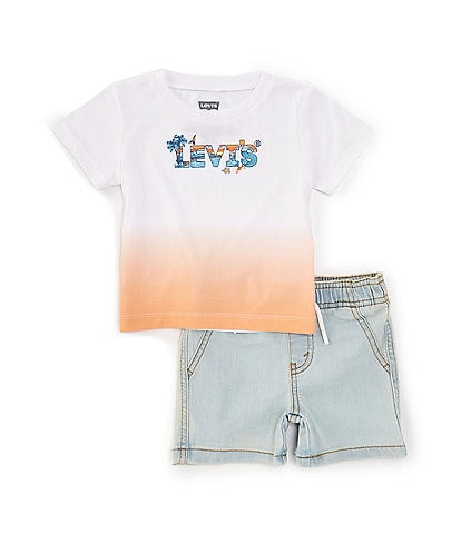 Levi's® Baby Boys 12-24 Months Short Sleeve Beach Logo Jersey T-Shirt & Denim Shorts Set
