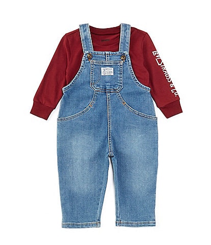 Levi's® Baby Boys 12-24 Months Stay Loose Sleeveless Denim Overalls & Long-Sleeve Jersey T-Shirt Set