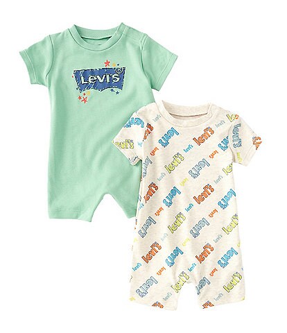Levi's® Baby Boys Newborn-9 Months Short Sleeve Doodle Logo Shortalls Set