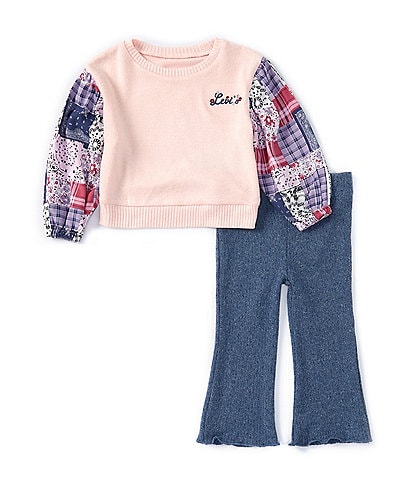 Levi's® Baby Girls 12-24 Months Long-Sleeve Color Block Top & Flared-Leg Leggings Set