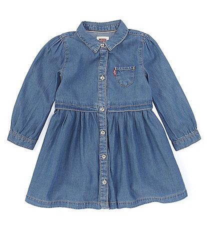 Levi's® Baby Girls 12-24 Months Long Sleeve Lightweight Denim Fit-And-Flare Dress