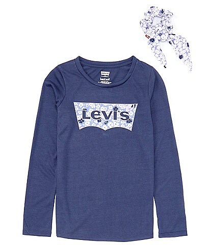 Levi's® Big Girls 7-16 Long Sleeve Floral Printed Tee With A Scrunchie