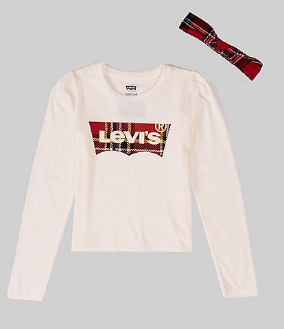 Levi's® Big Girls 7-16 Long Sleeve Plaid-Printed-Batwing T-Shirt