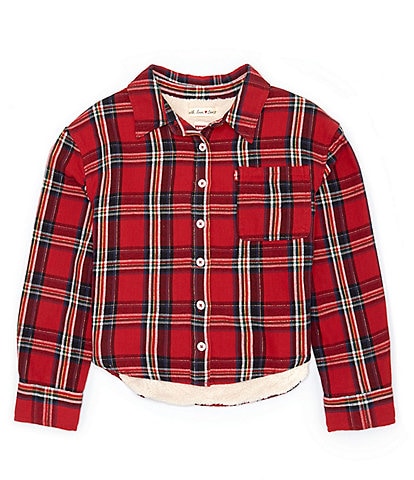Levi's Big Girls 7-16 Long Sleeve Sherpa Lined Plaid Woven Top