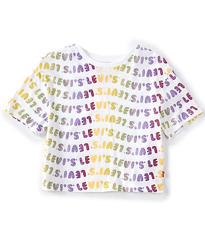 Levi's® Big Girls 7-16 Short Sleeves Multi-Color All-Over Logo Boxy Crop Tee