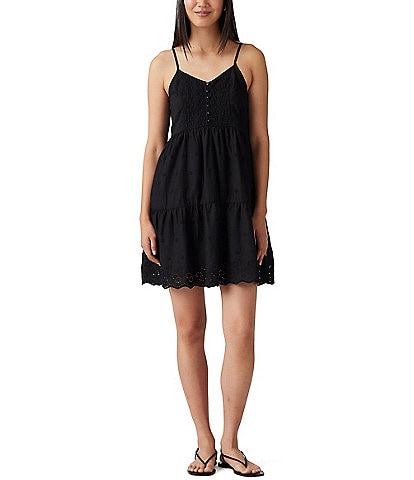 Levi's® Cora Sleeveless Eyelet Embroidered Scalloped-Hem Mini Dress