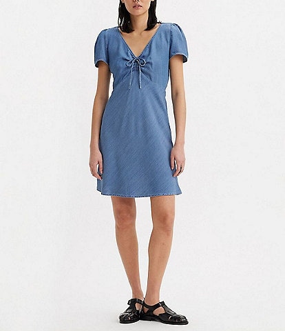 Levi's® Delray Short Sleeve Tie Front Mini Dress