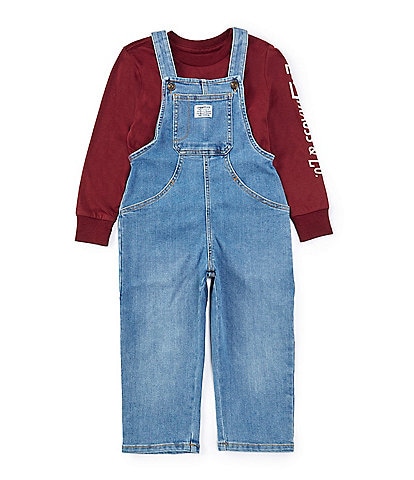 Levi's® Little Boys 2T-4T Sleeveless Denim Overalls & Long-Sleeve Fleece Sweatshirt