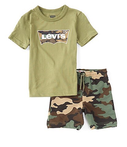 Levi's® Little Boys 2T-7 Short Sleeve Camo Batwing Tee & Camo Short Set
