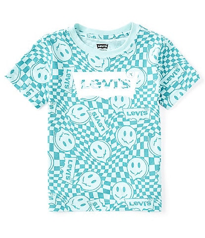 Levi's® Little Boys 2T-7 Short Sleeve Checkered Smiley Print T-Shirt