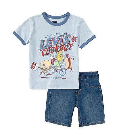 Levi's® Little Boys 2T-7 Short Sleeve Cookout T-Shirt and Shorts Set
