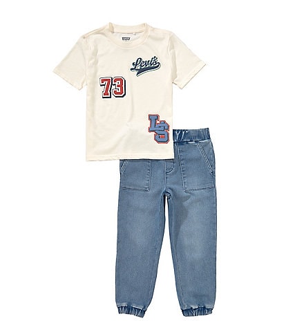 Levi's® Little Boys Short-Sleeve Patch-Detailed Knit T-Shirt & Dobby Jogger Pants Set