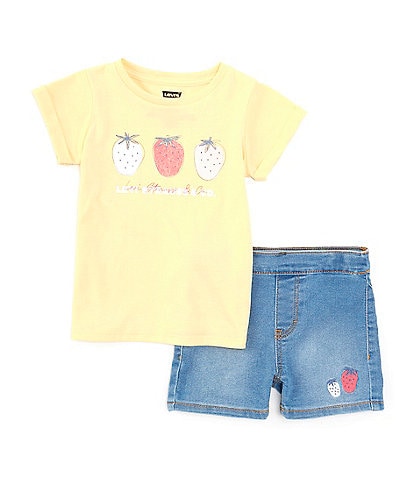 Levi's® Little Girls 2T-6X Short Sleeve Graphic Fruit T-Shirt & Shorts Set