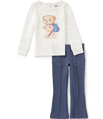 Levi's Little Girls Long Sleeve Bear Graphic Tee & Coordinating Pants 2-Piece Set