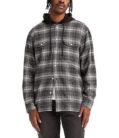 Levi's® Long Sleeve Plaid Hooded Worker Shirt