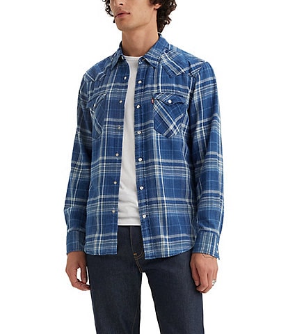 Levi's® Long Sleeve Plaid Western Snap-Front Shirt