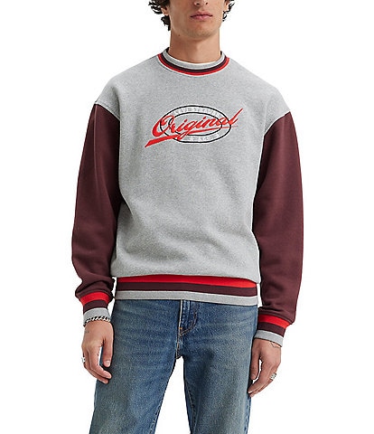 Levi's® Long Sleeve Relaxed Fit Tipped Color Block Fleece Sweatshirt