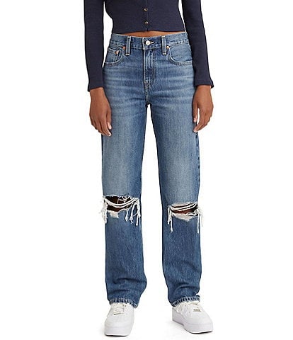 Levi's® Low Pro Mid Rise Destructed Straight Jeans