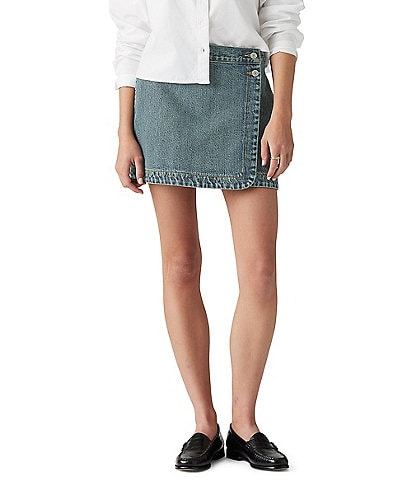 Levi's® Mid Rise Faux Wrap Denim Skirt