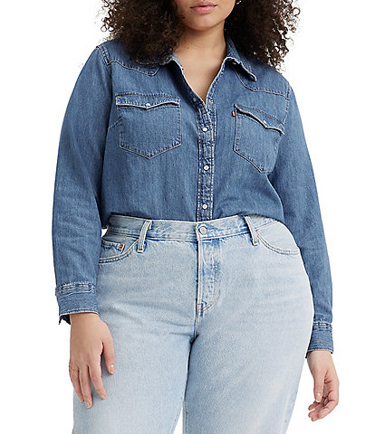 Levi's Plus Size Button Front Long Sleeve Western Top