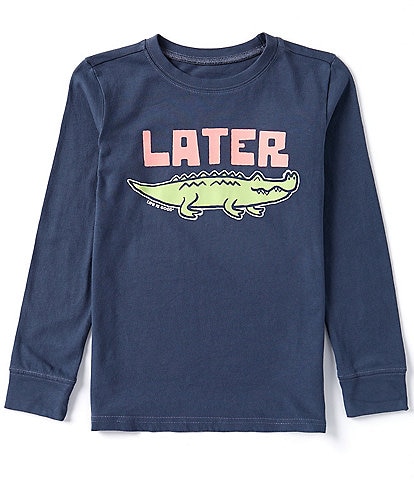 Life is Good Big Boys 8-10 Long Sleeve Later Gator Graphic T-Shirt