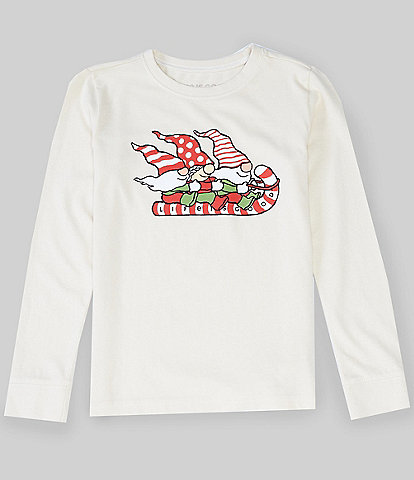 Life is Good Big Girls 7-14 Short-Sleeve Gnome Candy-Cane Toboggan Graphic T-Shirt