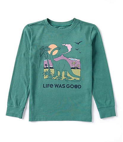 Life is Good Little Boys 2T-4T Long Sleeve Dinosaur "Life Was Good" Graphic T-Shirt