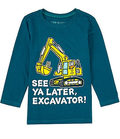 Life Is Good Little Boys 2T-4T Long Sleeve Excavator Crusher Tee