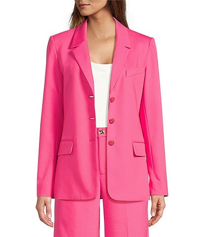 Lilly Pulitzer Amryn Stretch Woven Notch Lapel Long Sleeve Button Front Blazer