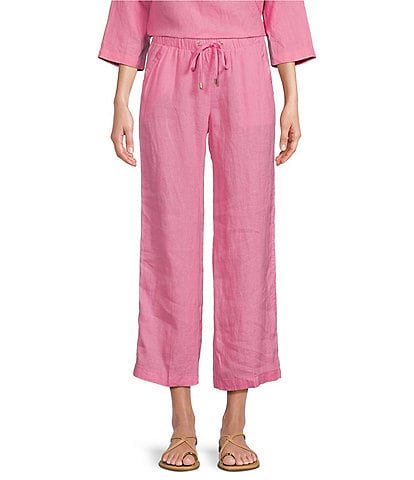 Lilly Pulitzer Brawley Linen Mid Rise Drawstring Pull-On Pants