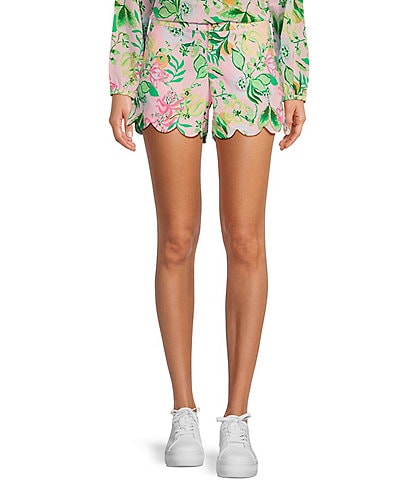 Lilly Pulitzer Buttercup Woven Stretch Poplin Scallop Hem Low Rise Shorts