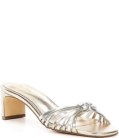 Lilly Pulitzer Cora Strappy Leather Knotted Two Tone Slide Dress Sandals