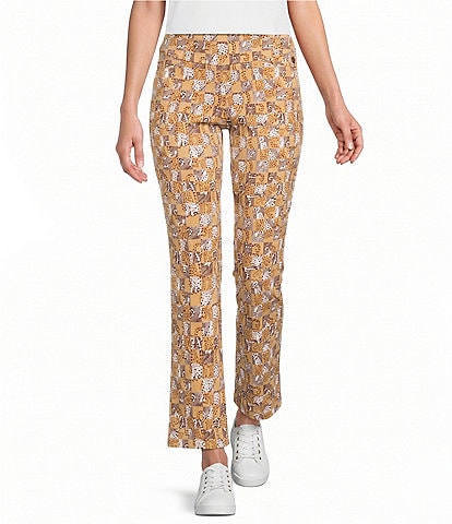 Lilly Pulitzer Corso Stretch Woven Cheetah Checks Print UPF 50+ Moisture Wicking Pull-On Pants