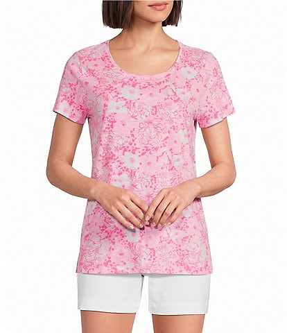 Lilly Pulitzer Etta Burst Of Joy Floral Print Crew Neck Short Sleeve Tee